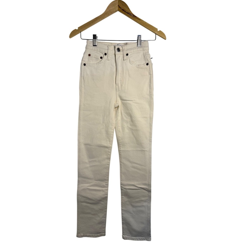 RE/DONE 70s Stove Pipe Jeans 23 Ivory High Rise Straight Leg Denim NWT